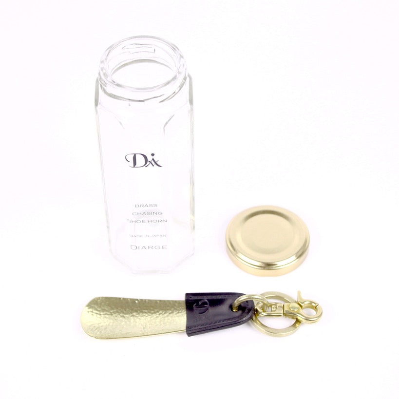 BRASS &amp; LEATHER BOTTLE CHASING SHOEHORN 13303