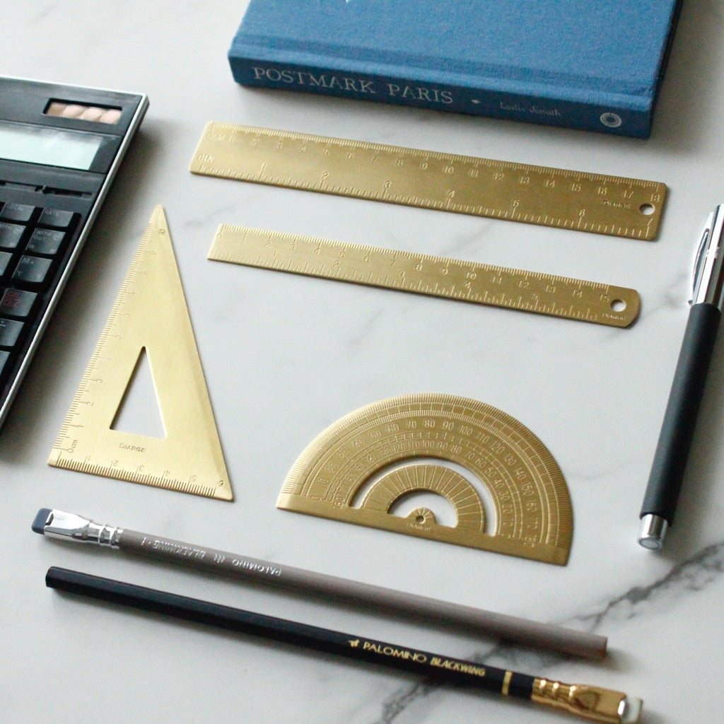 BRASS DOUBLE STRAIGHT RULER(18cm)13923 GD (真鍮直線定規)