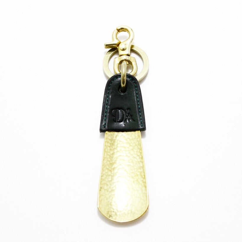 BRASS &amp; LEATHER BOTTLE CHASING SHOEHORN 13303